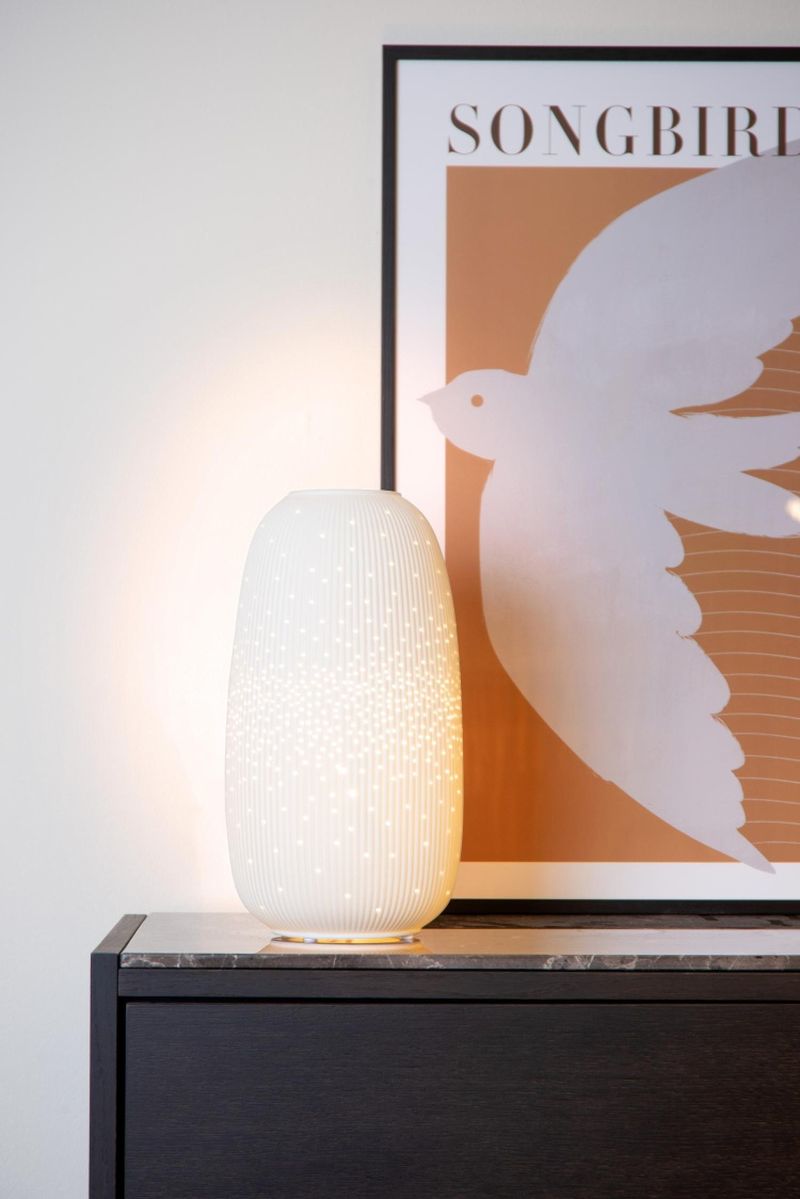 Lucide FLORES - Stolná lampa - Ø 17,5 cm - 1xE14 - Biela